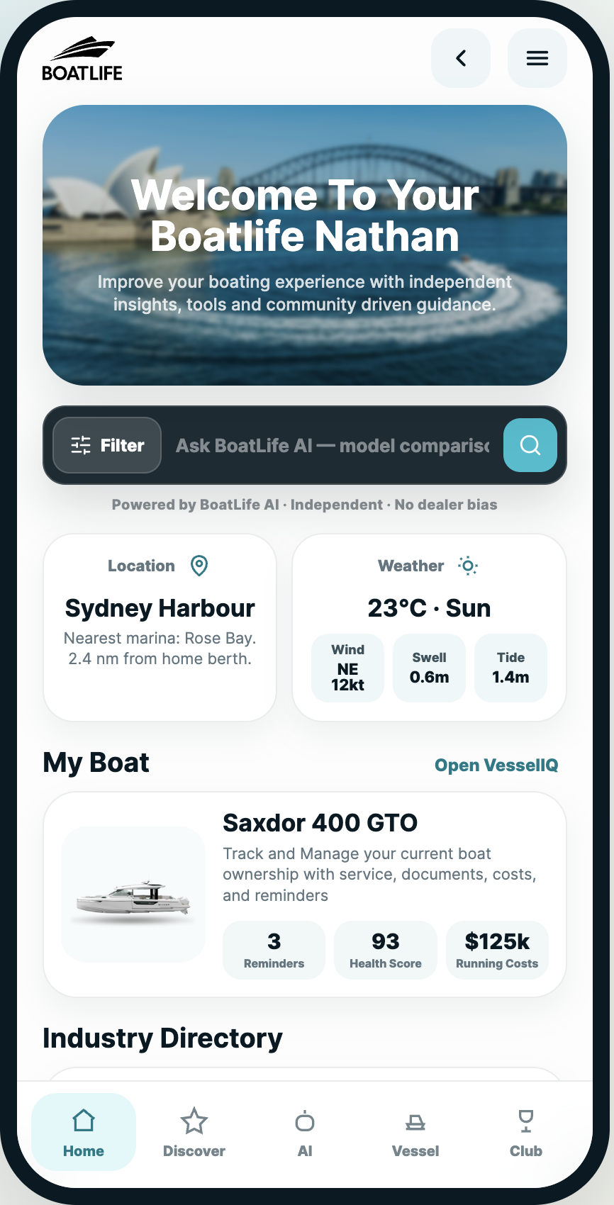 BoatLife mobile dashboard preview