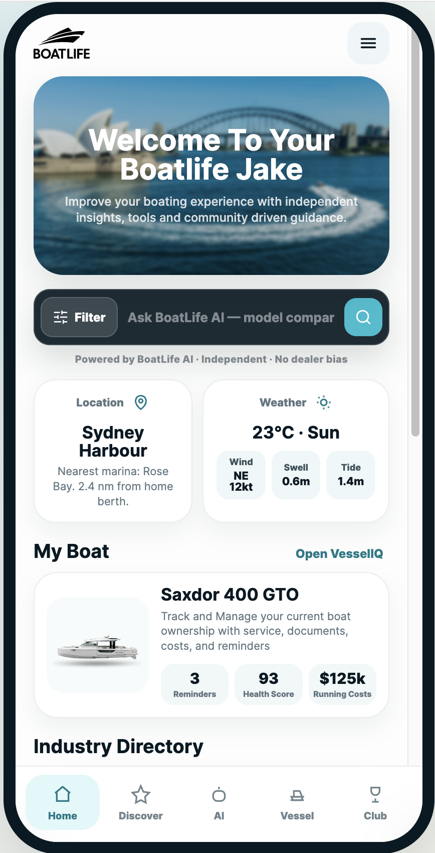 BoatLife mobile dashboard preview